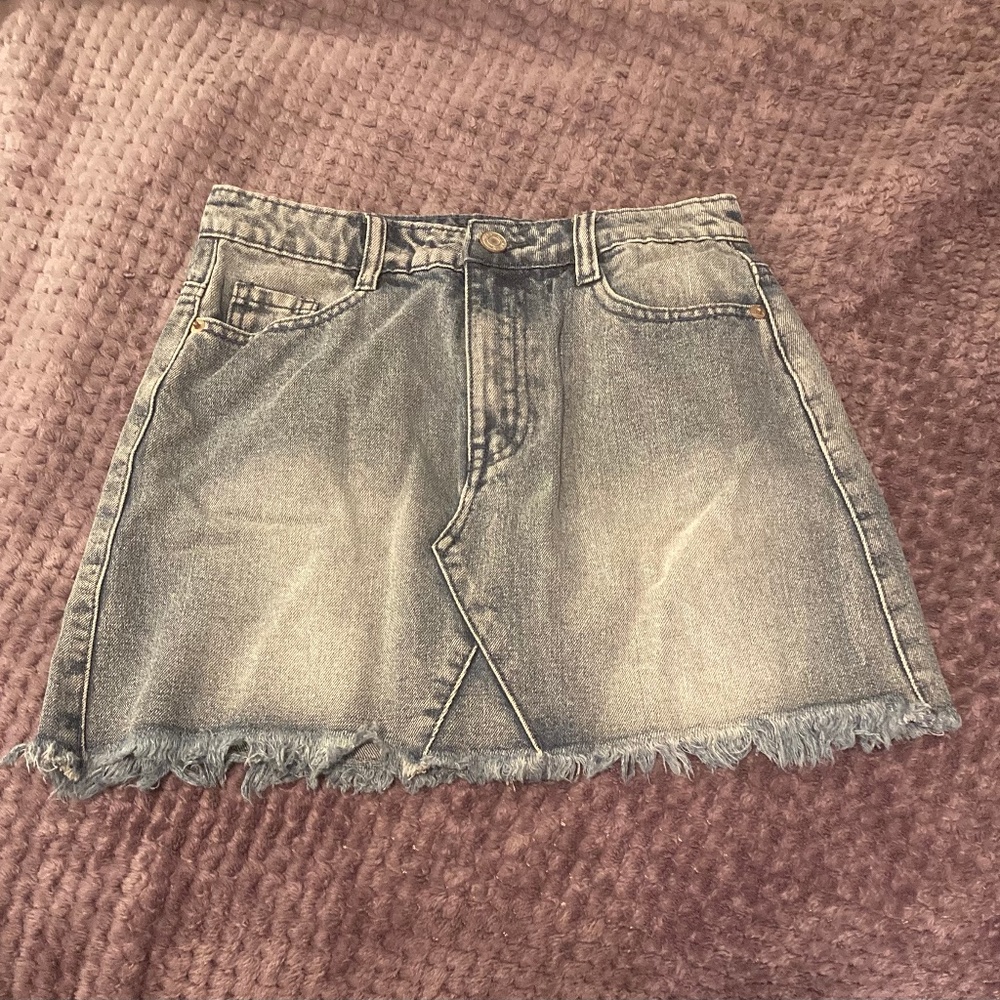 Missguided Frayed Denim Skirt